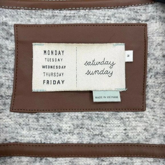 Anthropologie Saturday Sunday Sweater Womens Sz M Gray Knit Sherpa Open Cardigan - Picture 11 of 12